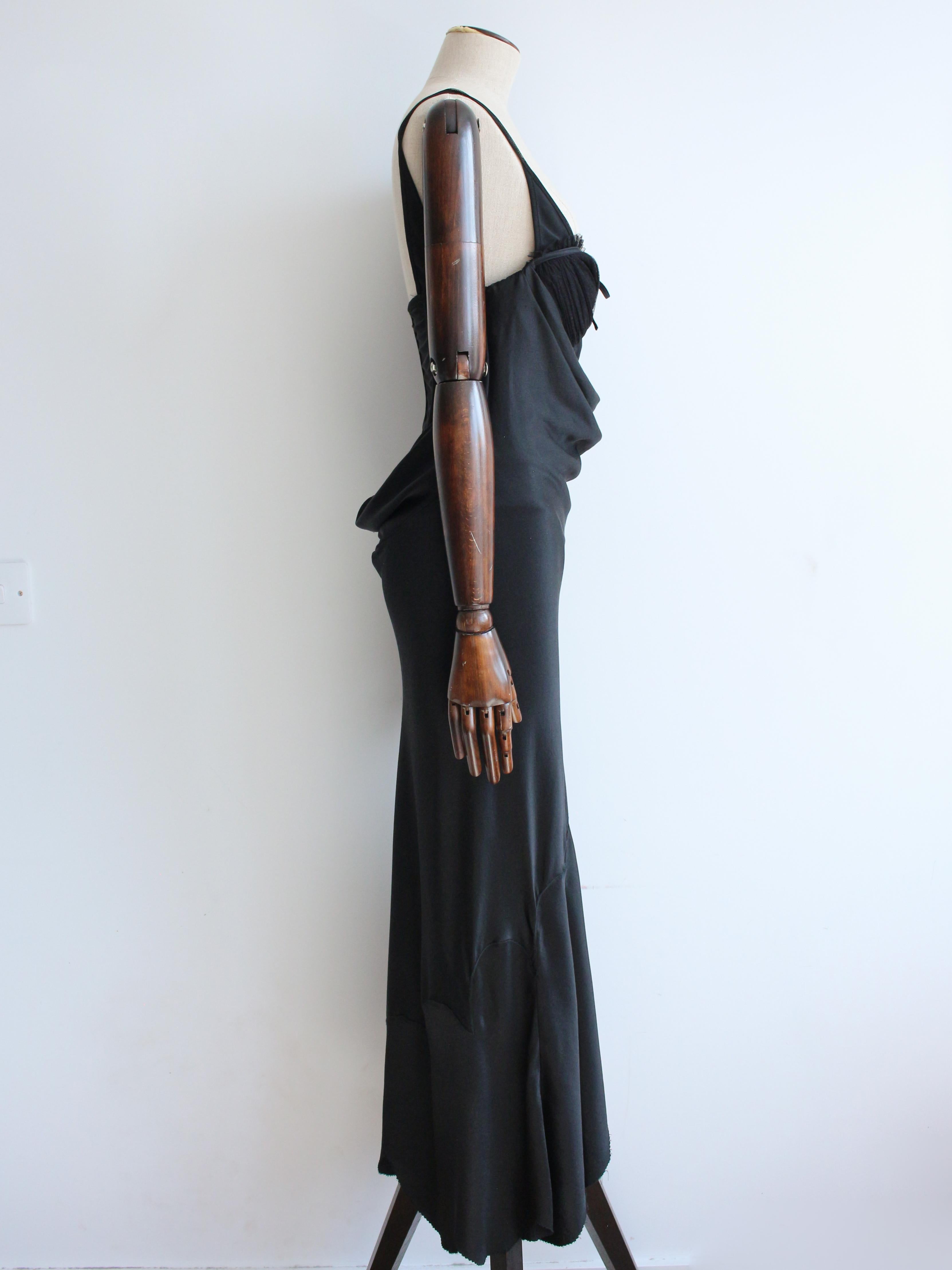 Women's Alexander McQueen S/S04 ‘Deliverance’ Black Bias Silk Dress with Tulle Corset For Sale