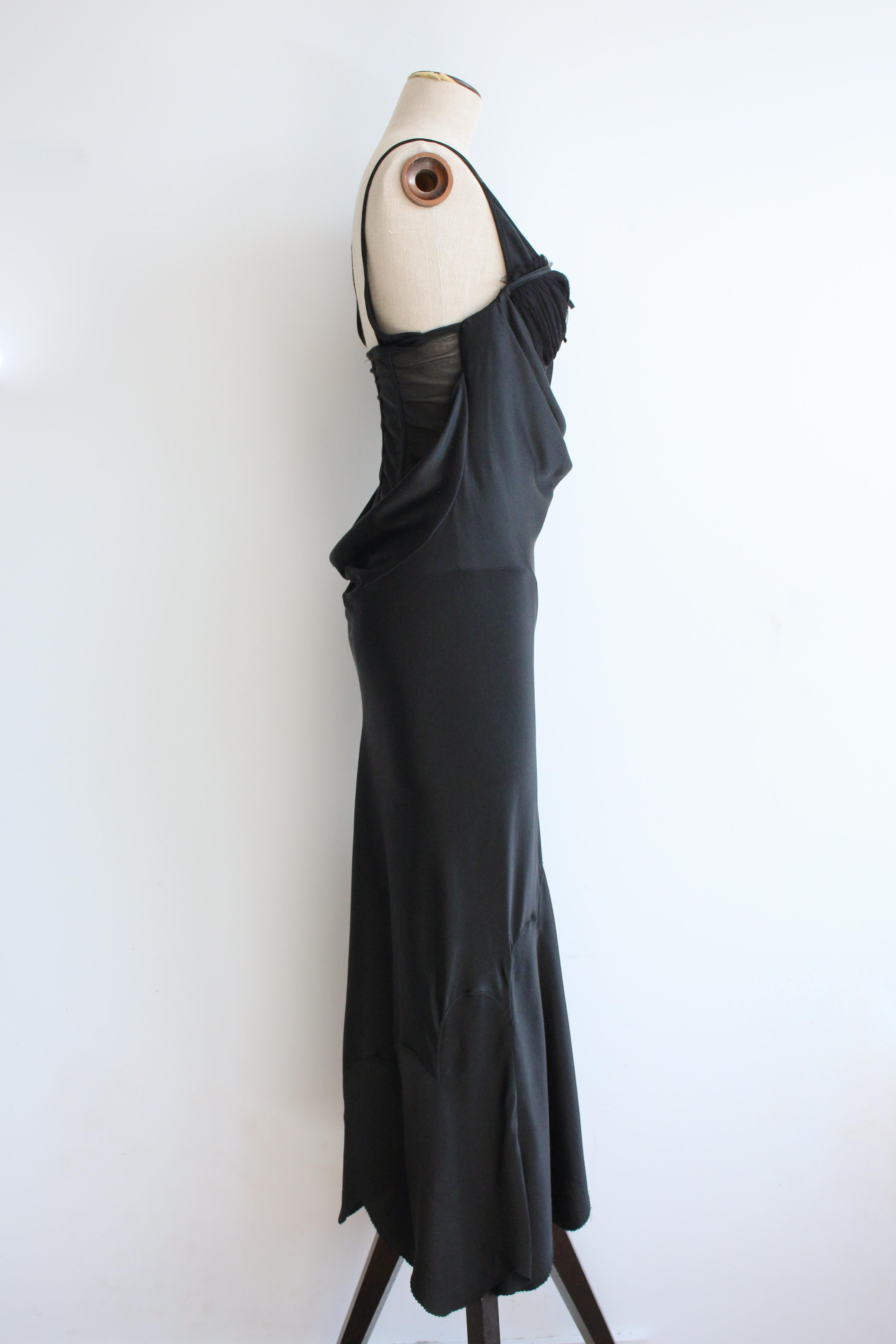 Alexander McQueen S/S04 ‘Deliverance’ Black Bias Silk Dress with Tulle Corset For Sale 3
