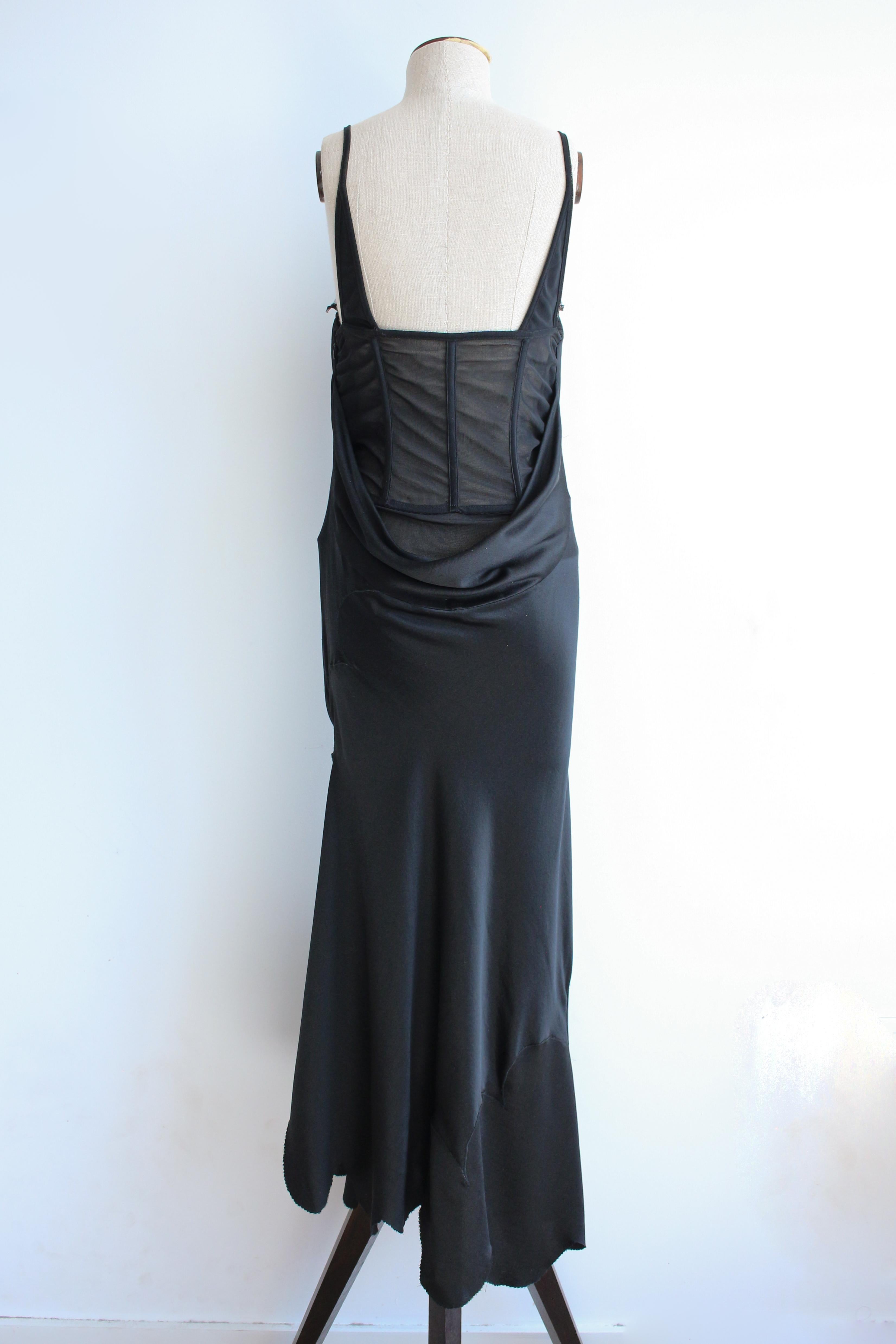 Alexander McQueen S/S04 ‘Deliverance’ Black Bias Silk Dress with Tulle Corset For Sale 4