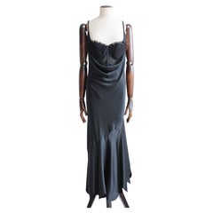 Alexander McQueen S/S04 ‘Deliverance’ Black Bias Silk Dress with Tulle Corset