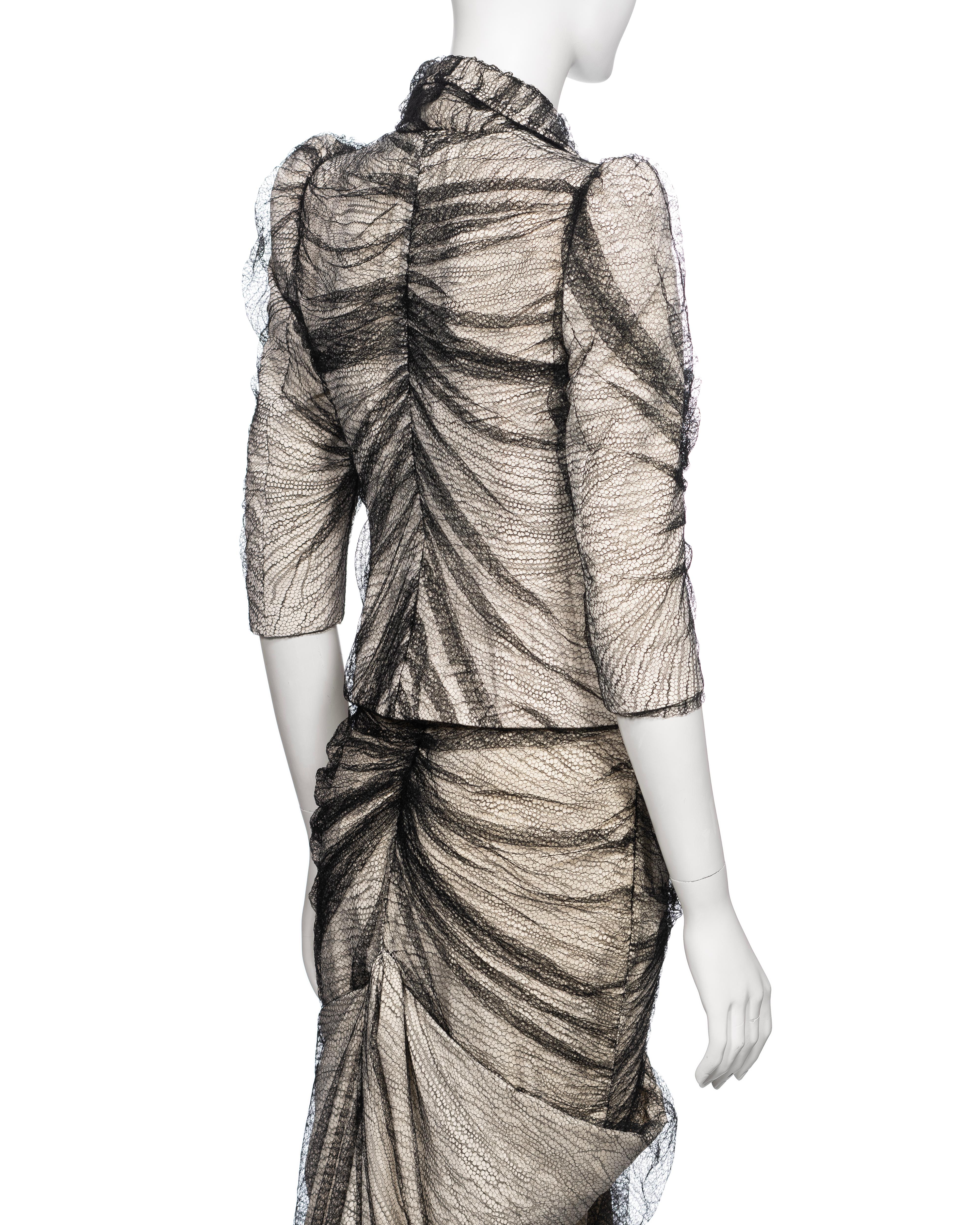 Alexander McQueen 'Sarabande' Ivory Skirt Suit with Black Lace Overlay, SS 2007 For Sale 6