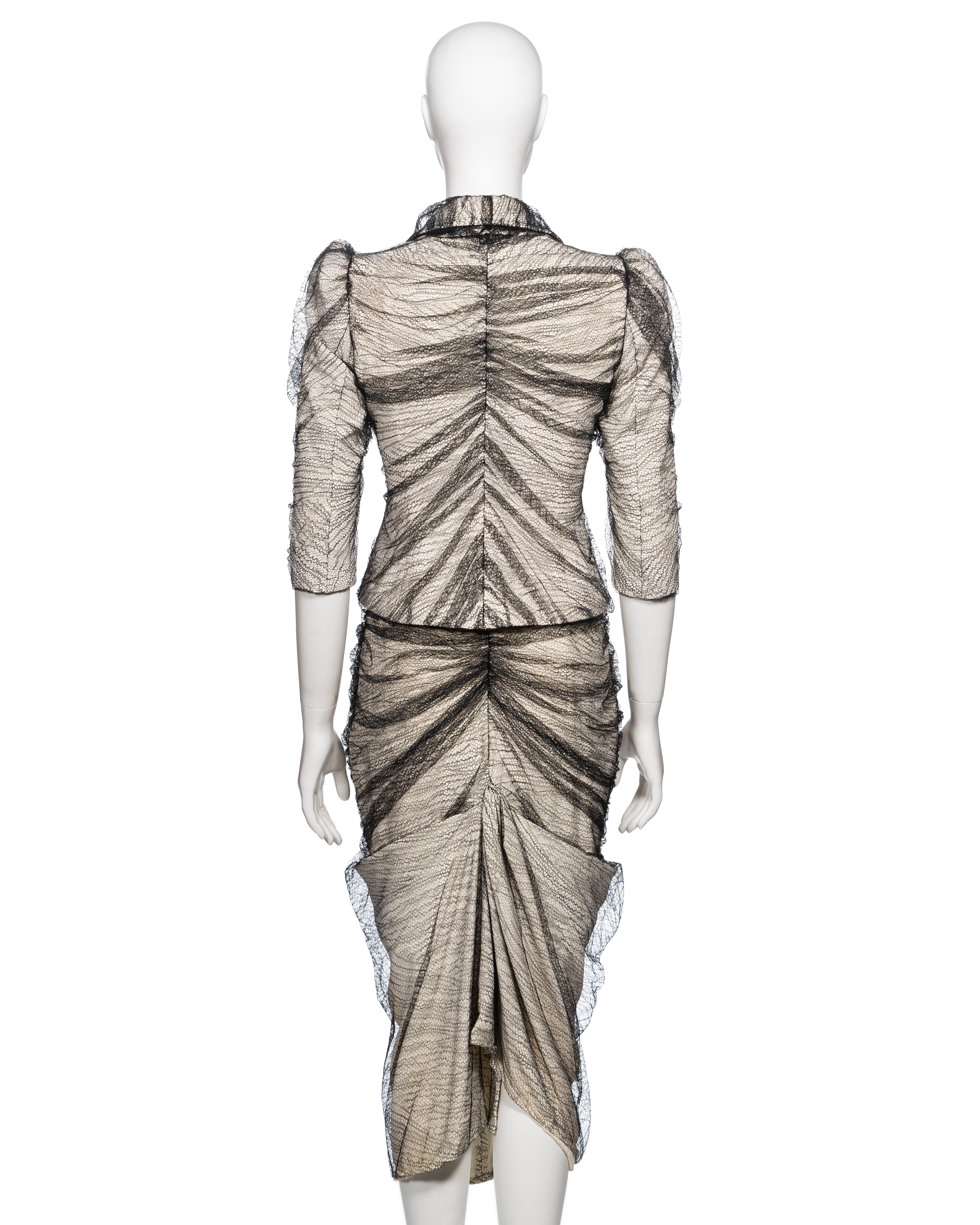 Alexander McQueen 'Sarabande' Ivory Skirt Suit with Black Lace Overlay, SS 2007 For Sale 7