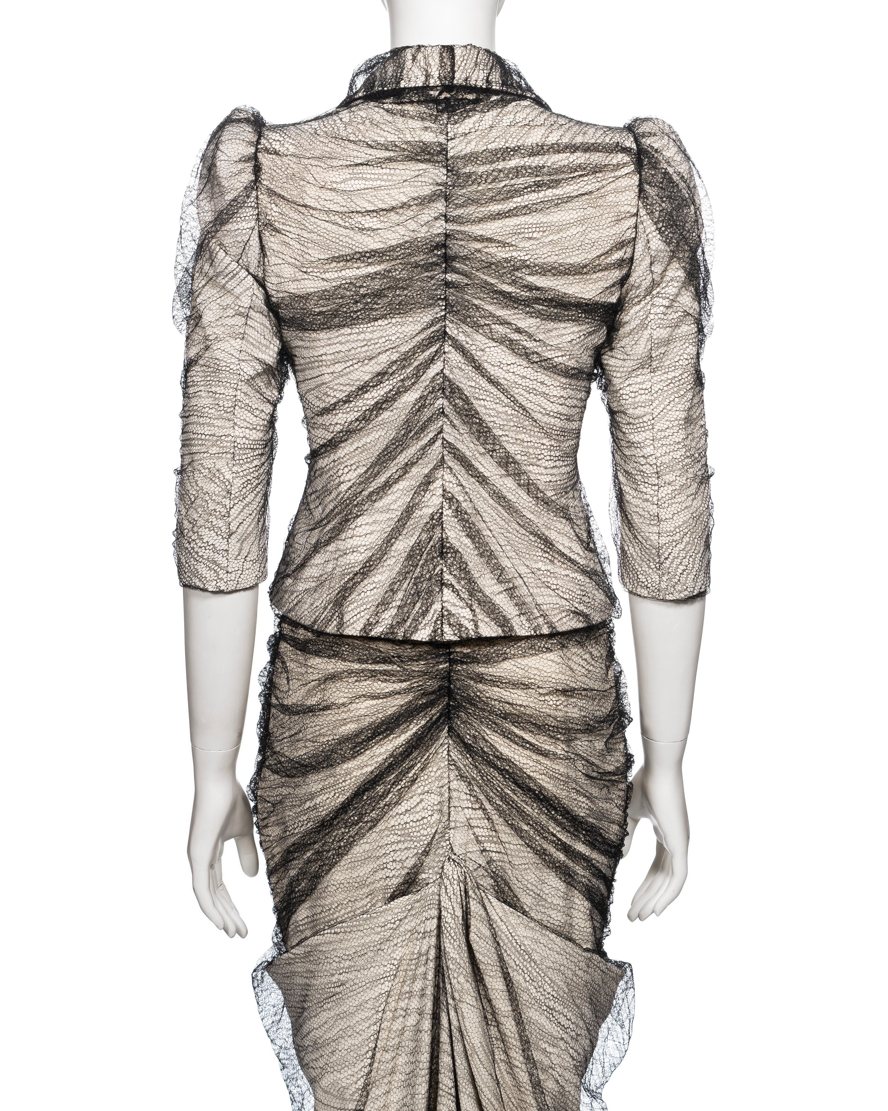 Alexander McQueen 'Sarabande' Ivory Skirt Suit with Black Lace Overlay, SS 2007 For Sale 8