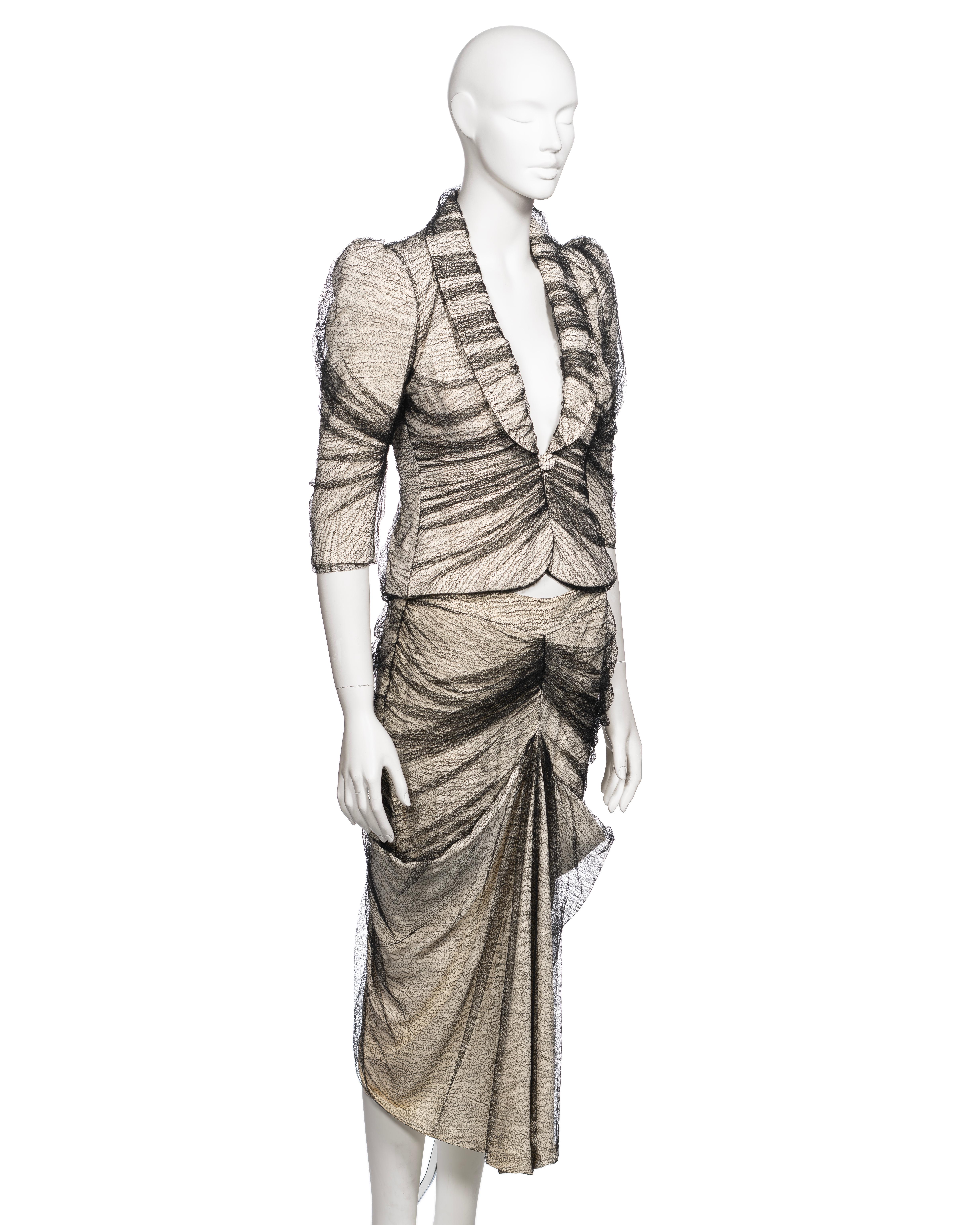 Alexander McQueen 'Sarabande' Ivory Skirt Suit with Black Lace Overlay, SS 2007 For Sale 3
