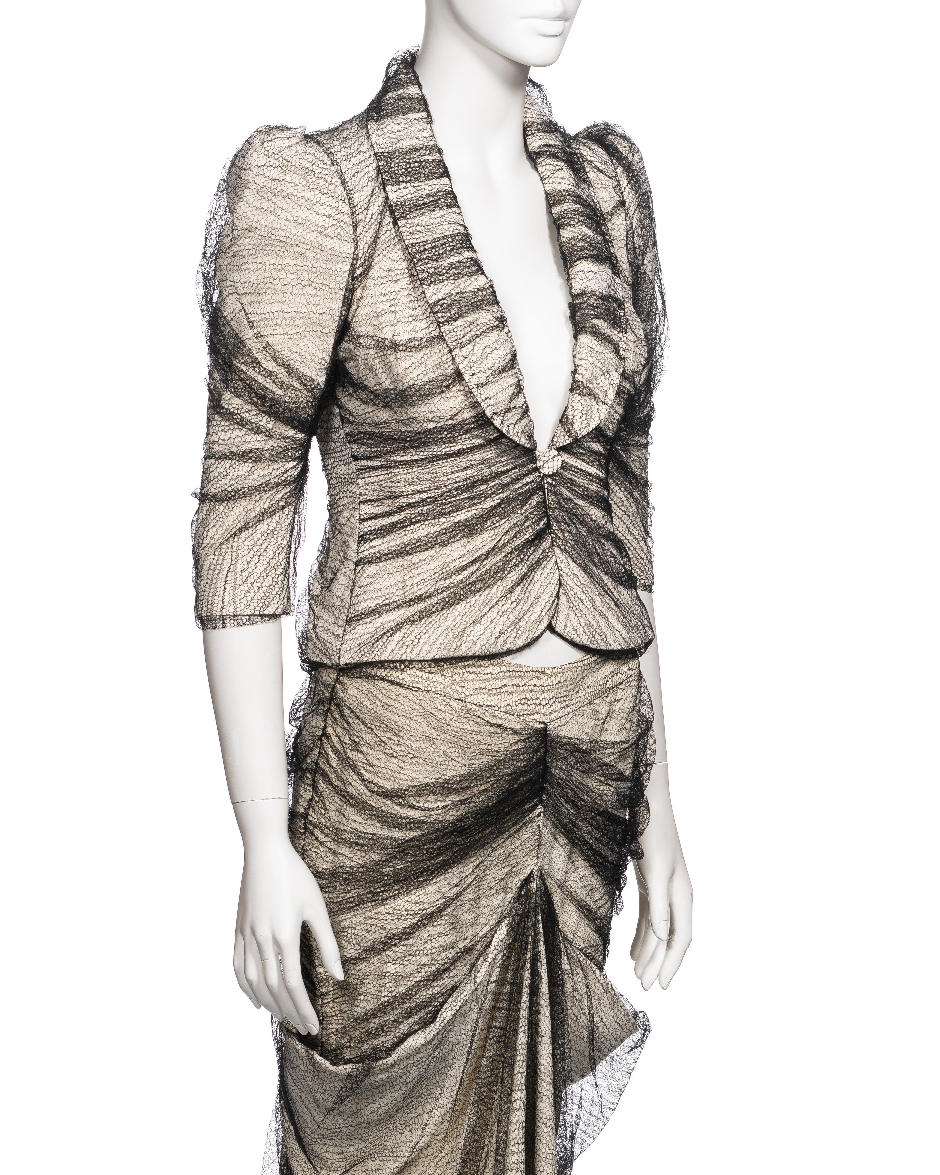 Alexander McQueen 'Sarabande' Ivory Skirt Suit with Black Lace Overlay, SS 2007 For Sale 4