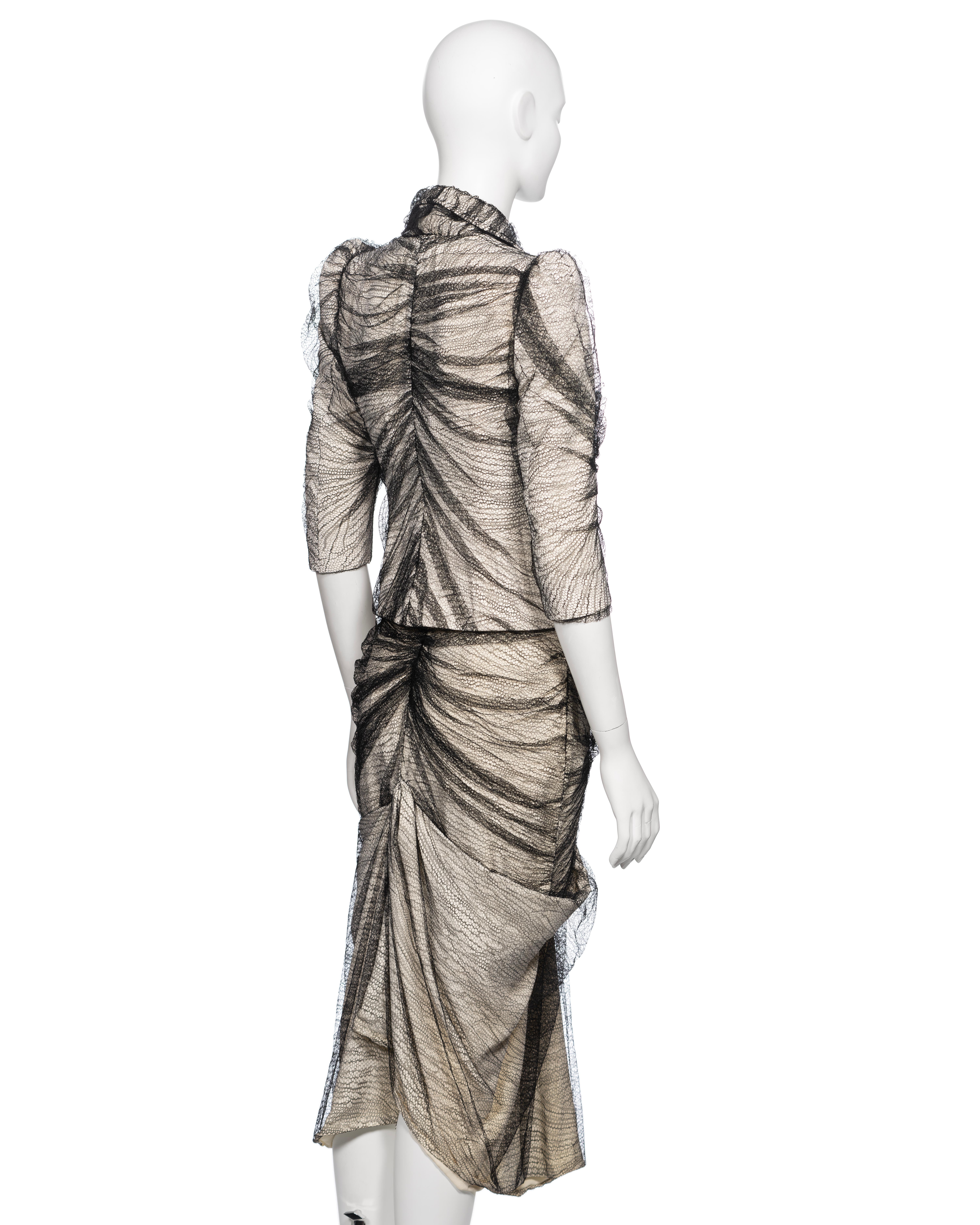 Alexander McQueen 'Sarabande' Ivory Skirt Suit with Black Lace Overlay, SS 2007 For Sale 5