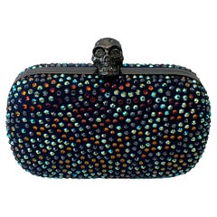 Alexander McQueen Satin and Crystal Skull Clutch Bag