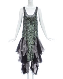 Alexander McQueen Sequin and lace tulle flapper dress, fw 2001