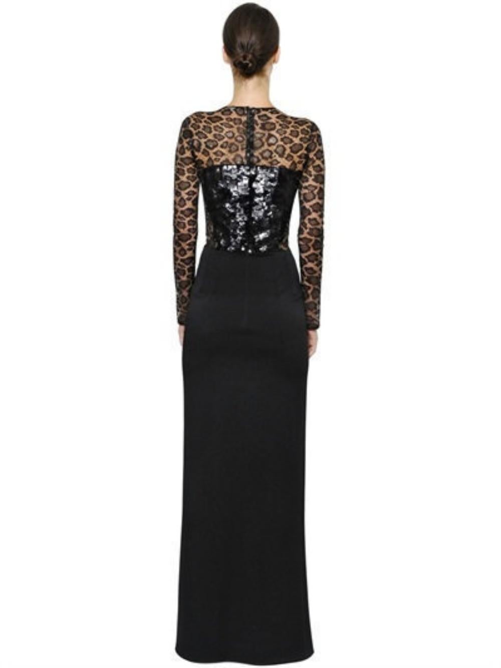  Alexander McQueen Sequin Embellished Lace Mesh Transparent Gown Maxi Dress For Sale 16
