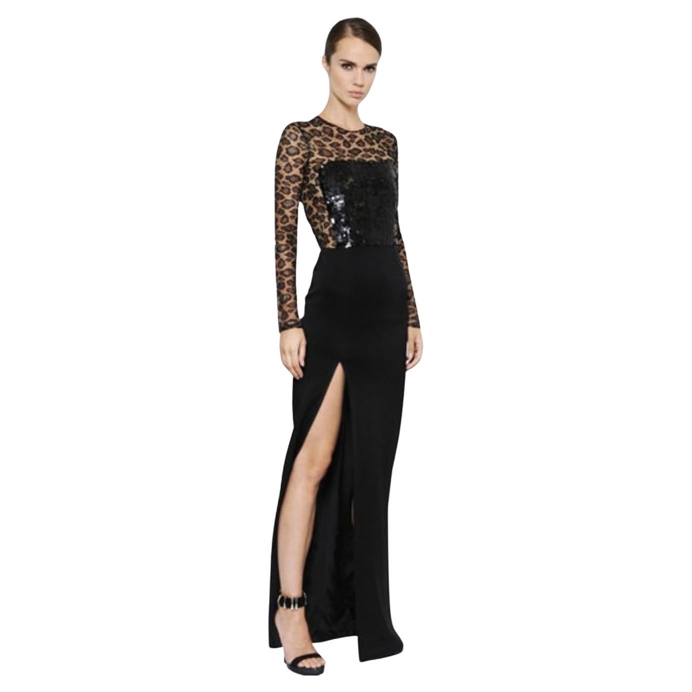  Alexander McQueen Sequin Embellished Lace Mesh Transparent Gown Maxi Dress For Sale