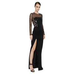  Alexander McQueen Sequin Embellished Lace Mesh Transparent Gown Maxi Dress