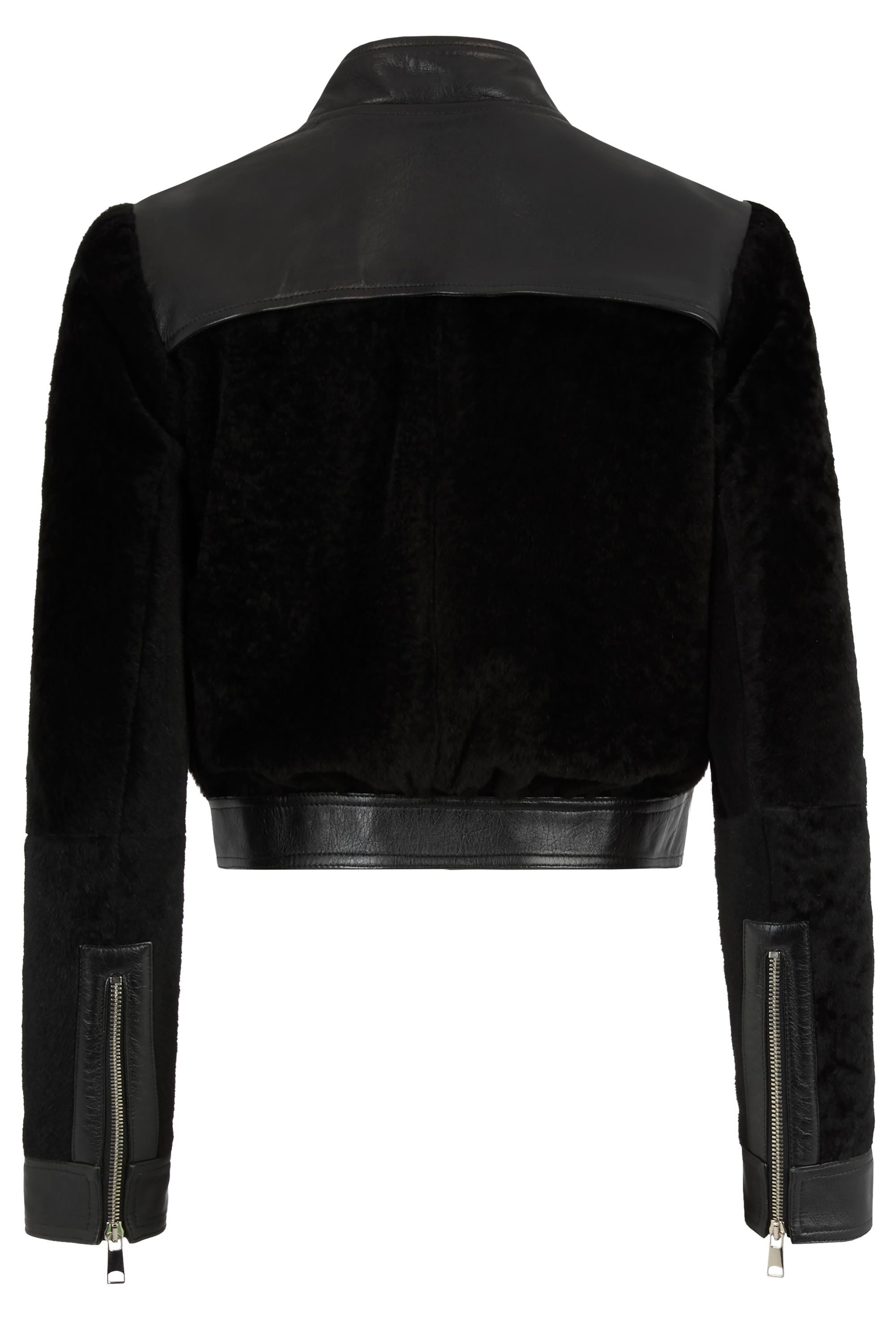 Nero Alexander McQueen - Giacca Biker in Pelle Shearling in vendita