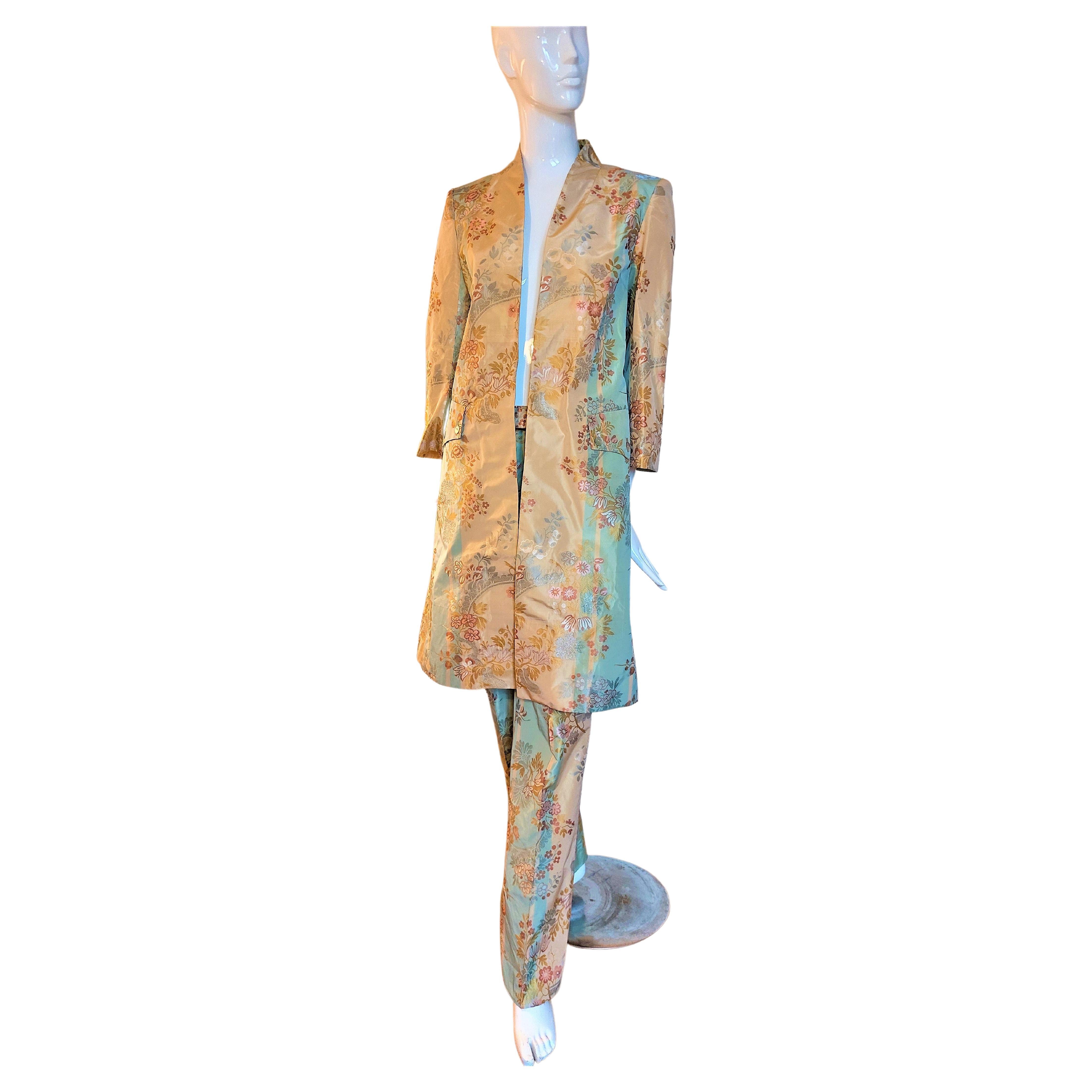 Alexander Mcqueen Shipwreck 2000S Silk Brocade Frock Pirate Trousers Jacket Suit For Sale