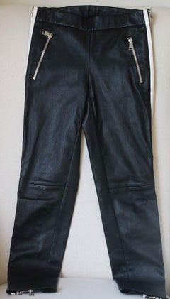 Alexander McQueen Side-Striped Leather Trousers