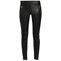 Alexander McQueen Side-Striped Leather Trousers