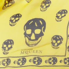 ALEXANDER MCQUEEN Signature skeleton skull yellow black 100% silk scarf