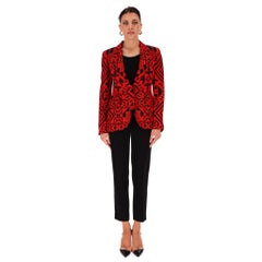 Alexander McQueen Silk Blend Digital Damask Patterned Fitted Jacket
