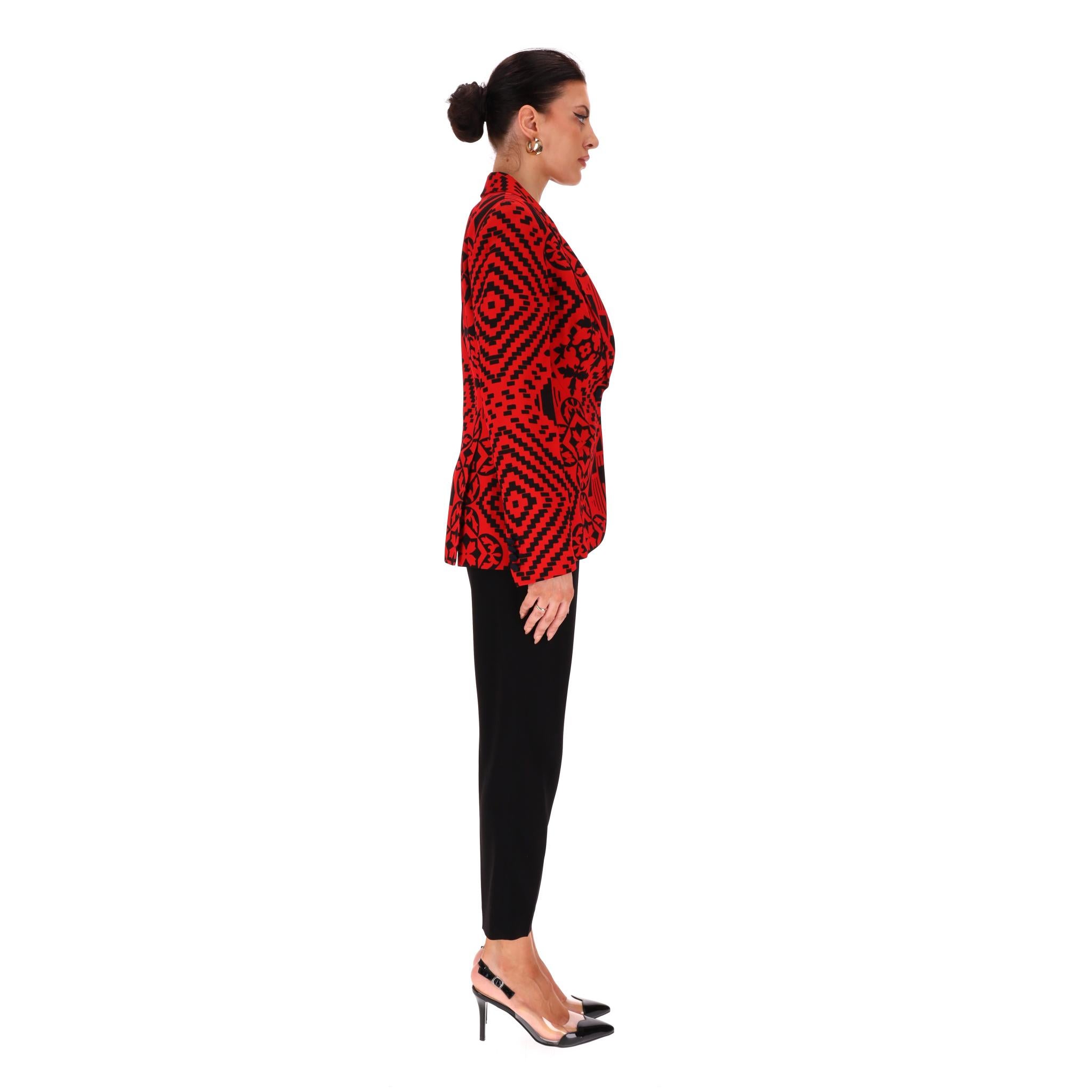 Chaqueta entallada con estampado de damasco digital en mezcla de seda Alexander McQueen Negro en venta