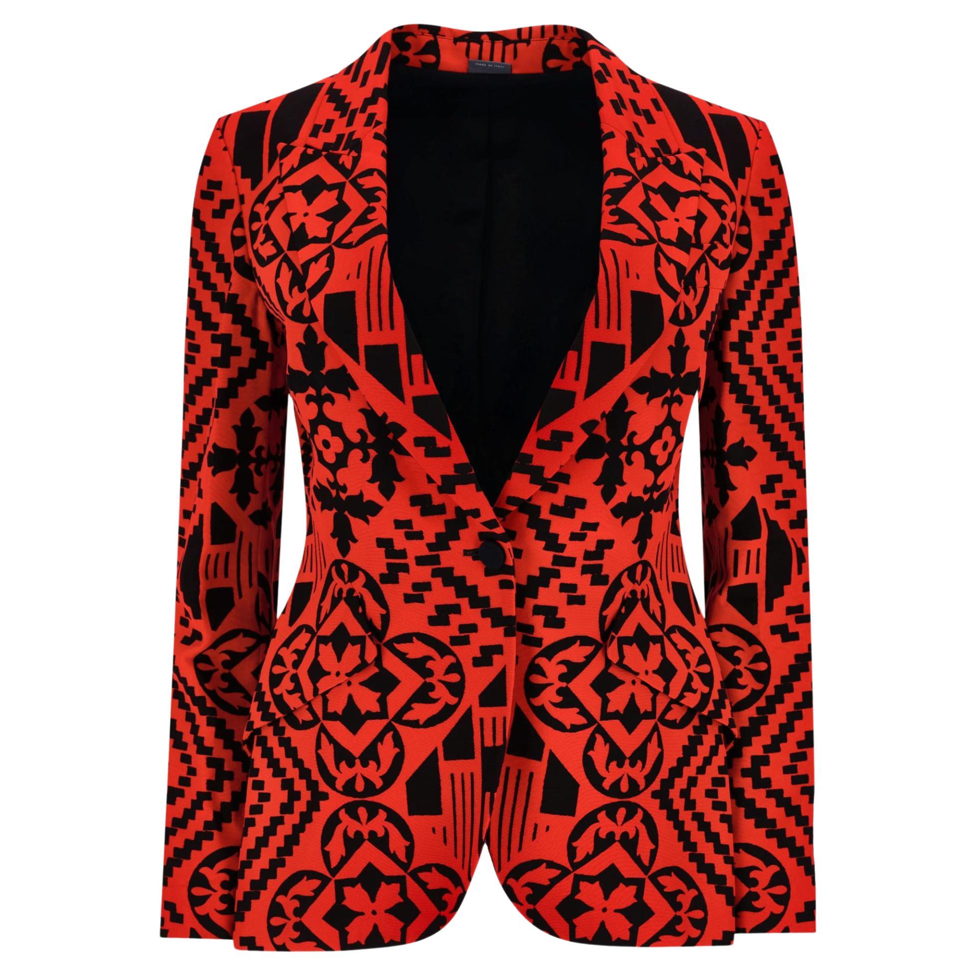 Chaqueta entallada con estampado de damasco digital en mezcla de seda Alexander McQueen en venta