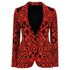 Chaqueta entallada con estampado de damasco digital en mezcla de seda Alexander McQueen