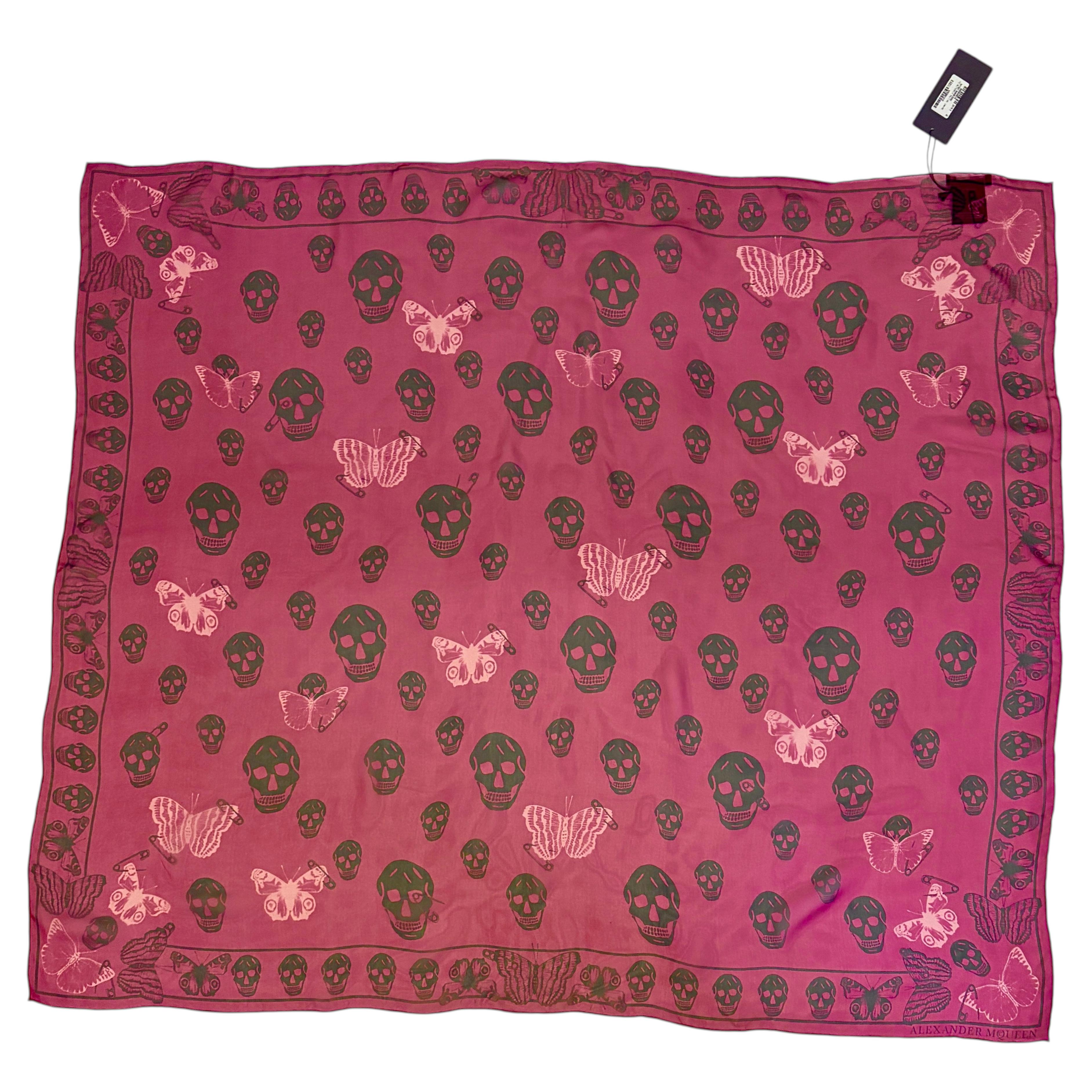 Alexander Mcqueen Skull And Butterfly Scarf - 2 For Sale on