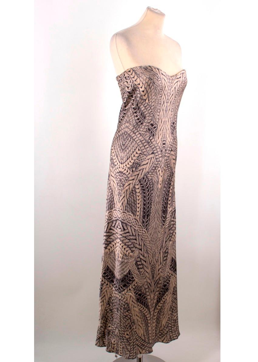 Alexander McQueen Silk Fitted Strapless Printed Gown US 4 1