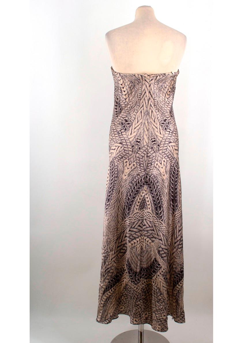 Alexander McQueen Silk Fitted Strapless Printed Gown US 4 3