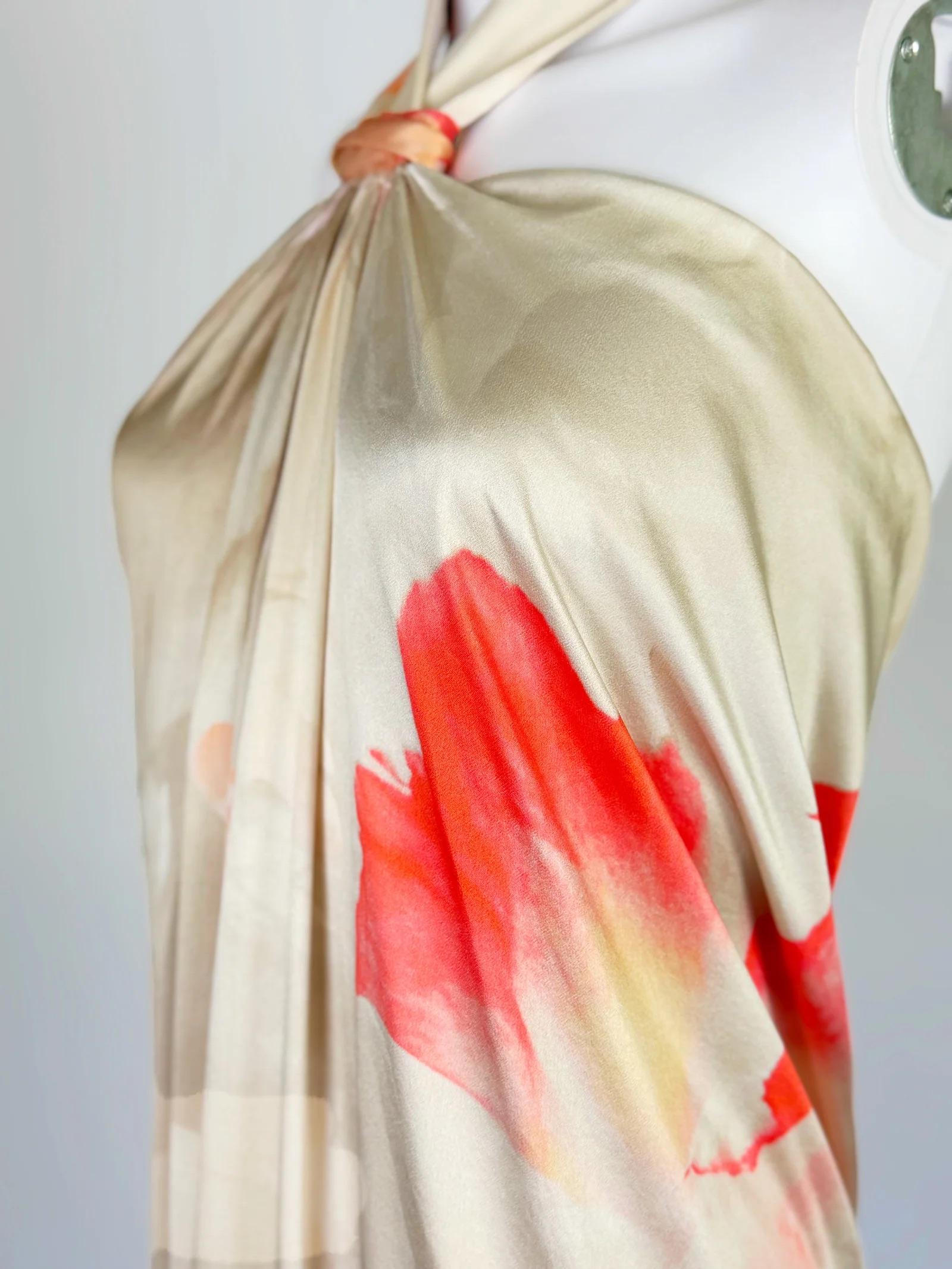 Robe dos nu en soie à fleurs d'Alexander McQueen, 2010 en vente 1