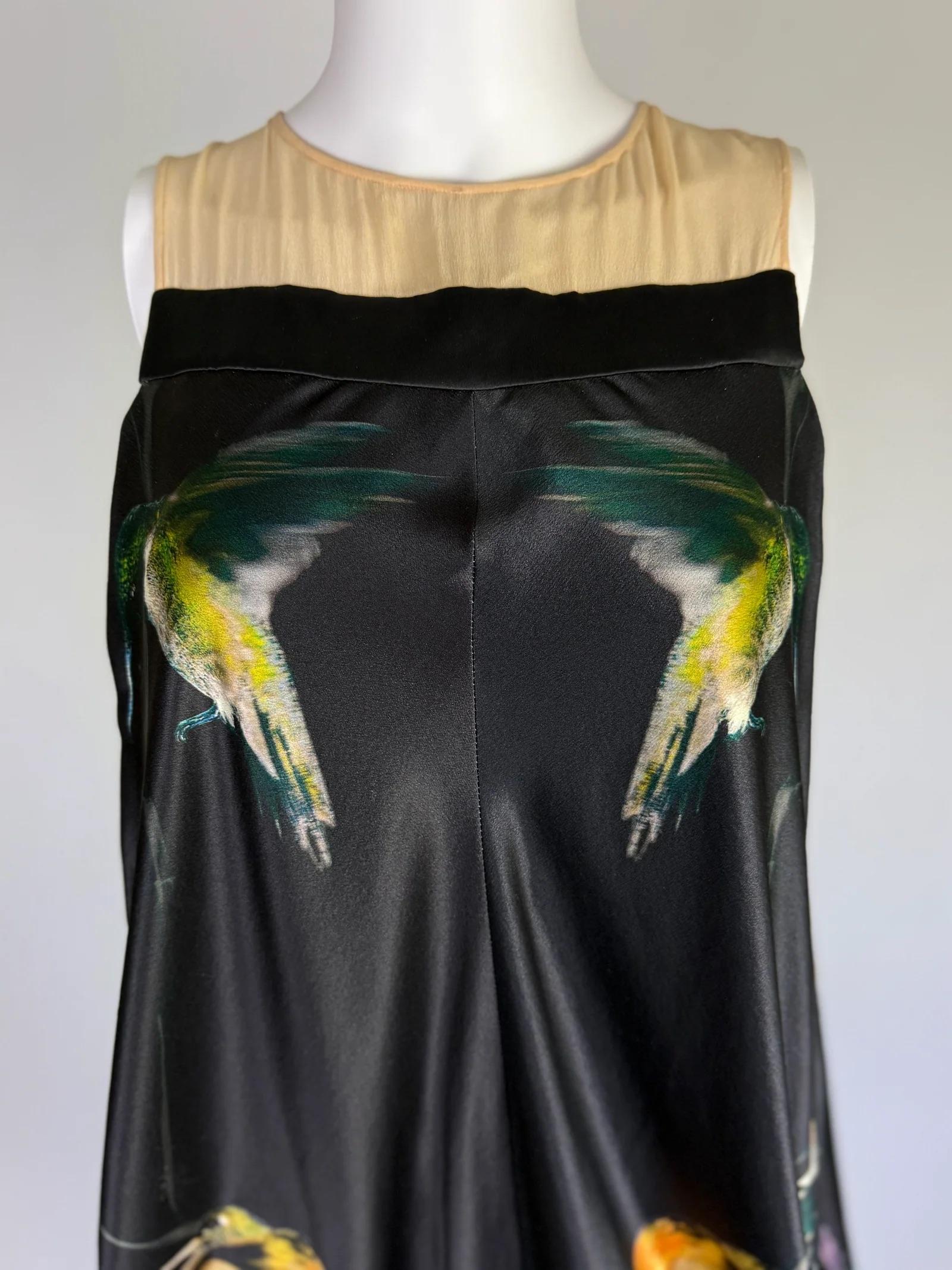 Alexander McQueen Seidenkleid mit Kolibri, 2008 im Zustand „Gut“ im Angebot in Marlborough, GB