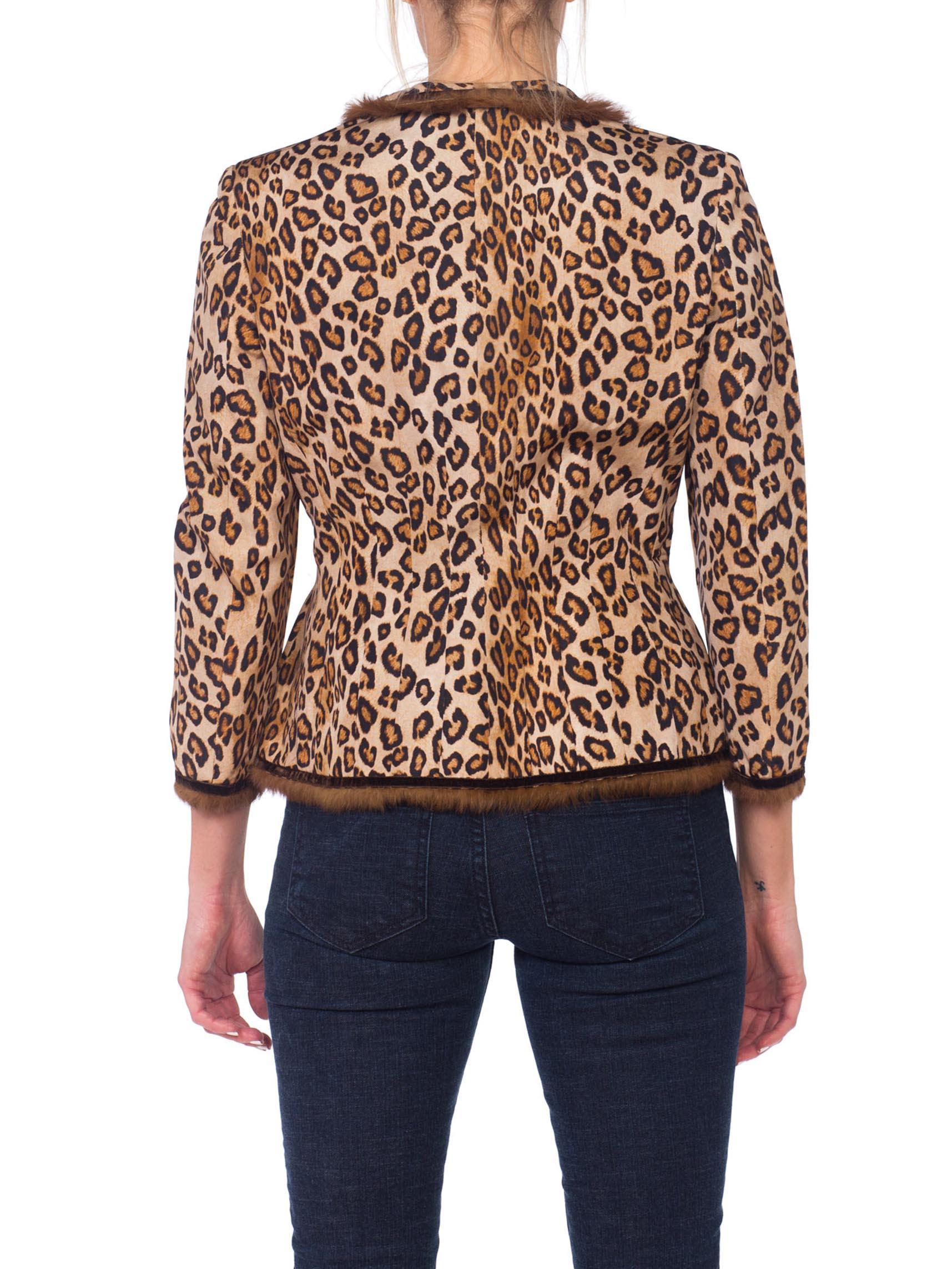 Alexander McQueen Silk Leopard Jacket with Fur & Velvet Trim
