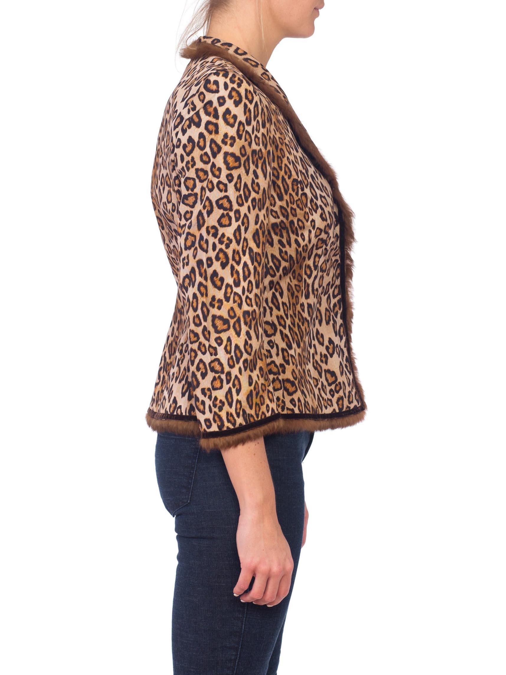 Women's Alexander McQueen Silk Leopard Jacket with Fur & Velvet Trim