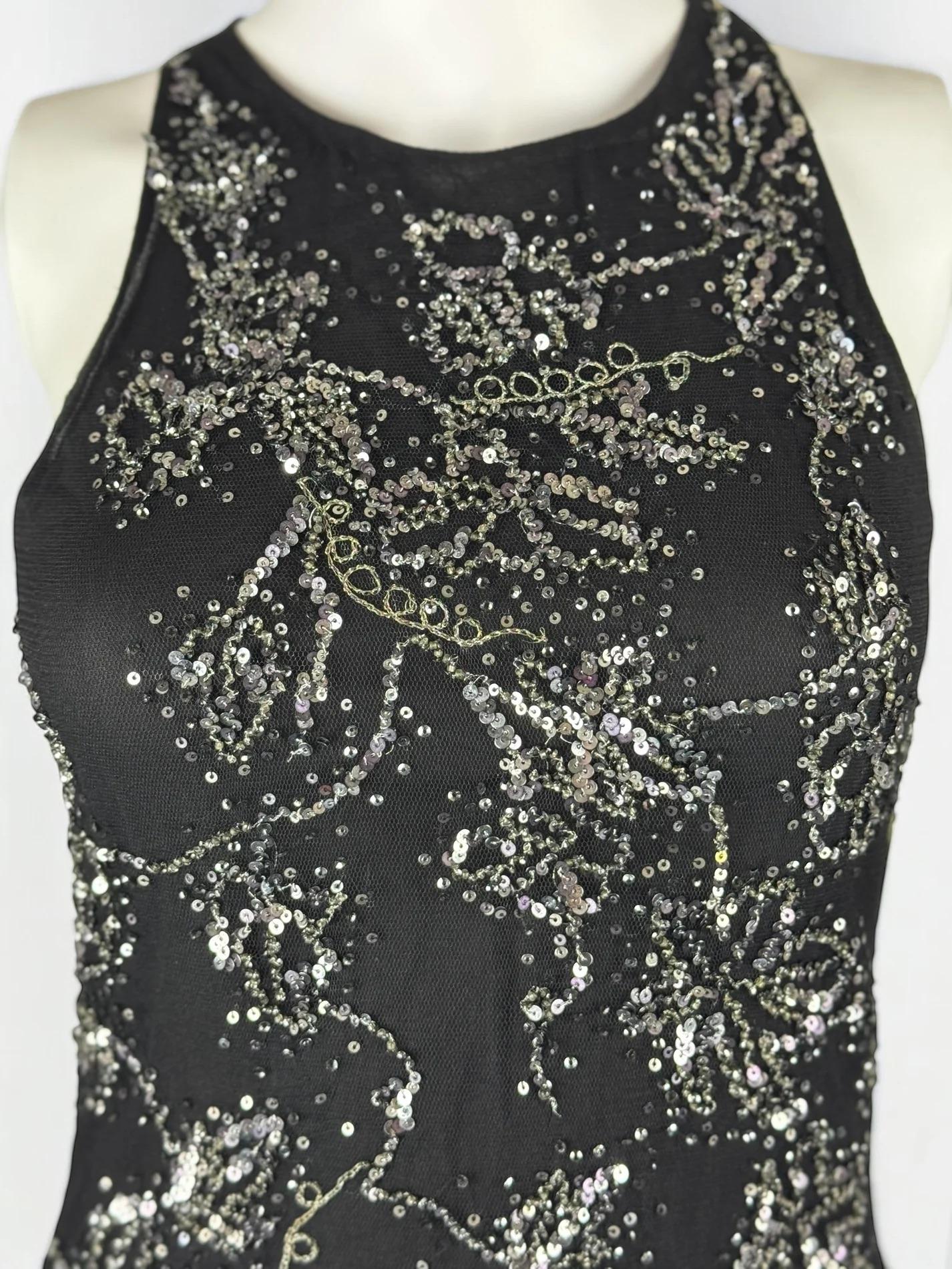Nero Alexander McQueen - Gilet di seta e paillettes, 2004 in vendita