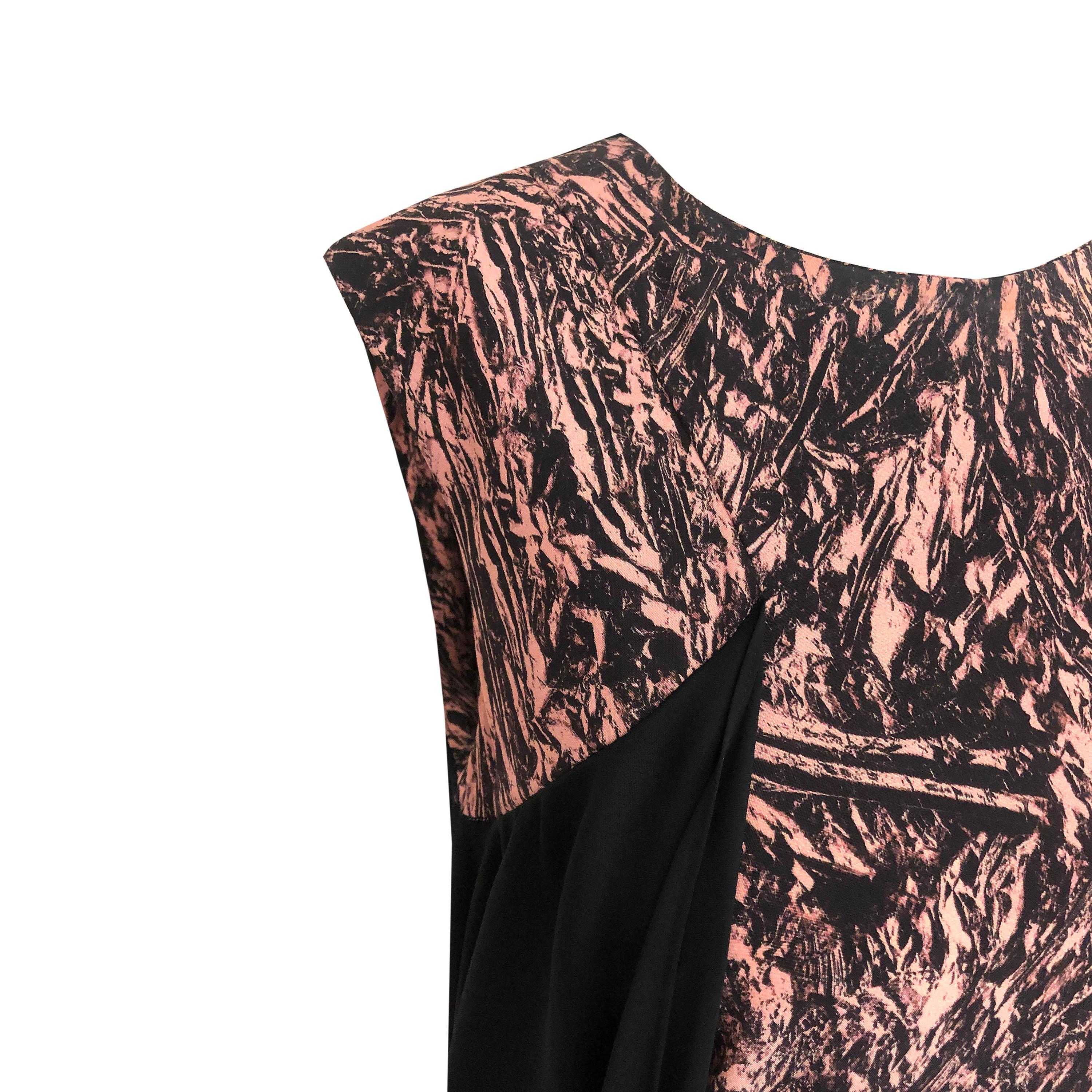 Alexander McQueen - Silk Shift Dress - Cascading Side Panel - Pink + Black Print In Excellent Condition For Sale In KENT, GB