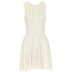 ALEXANDER MCQUEEN silk viscose jacquard knit fit flare cocktail dress S