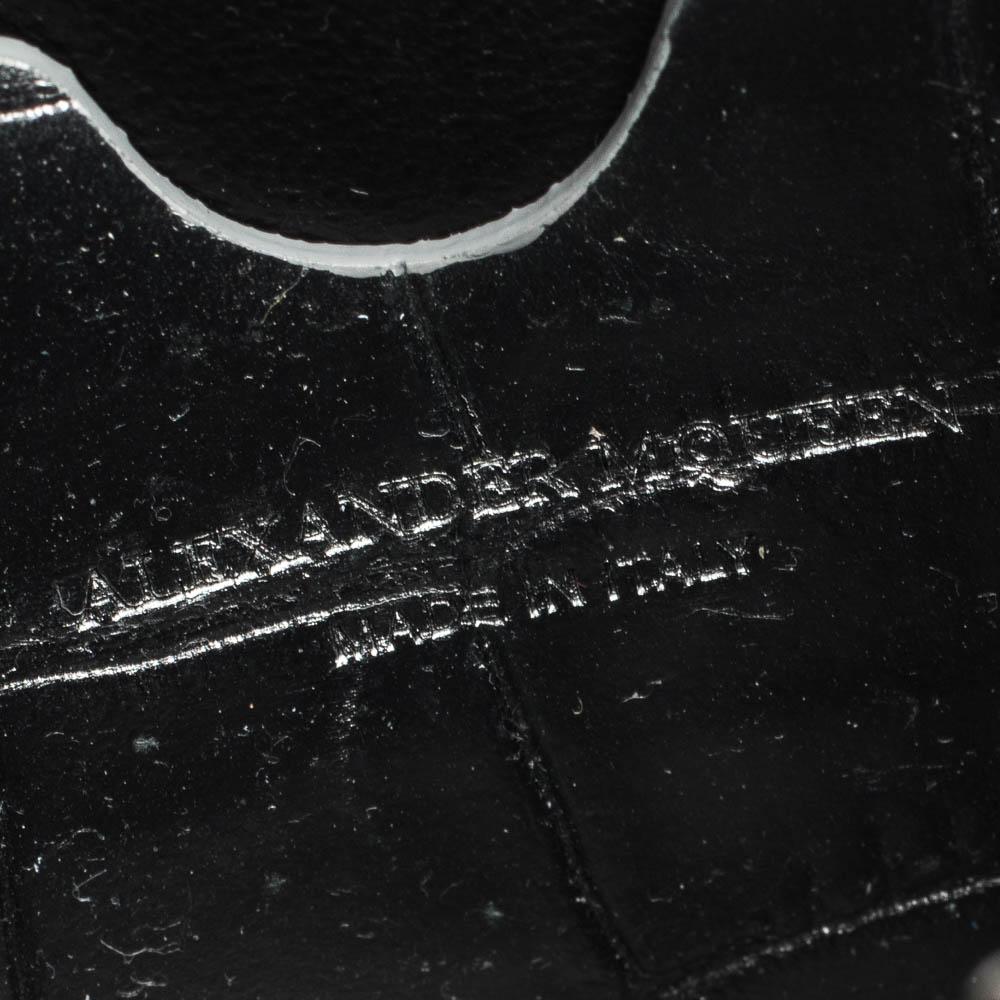 Alexander McQueen Silver Croc Embossed Leather Zip Pouch 1