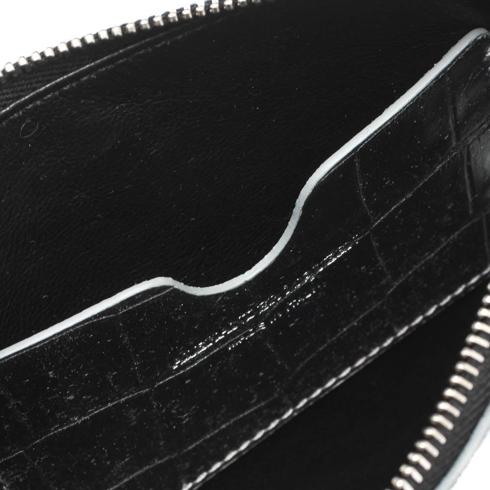 Alexander McQueen Silver Croc Embossed Leather Zip Pouch 4