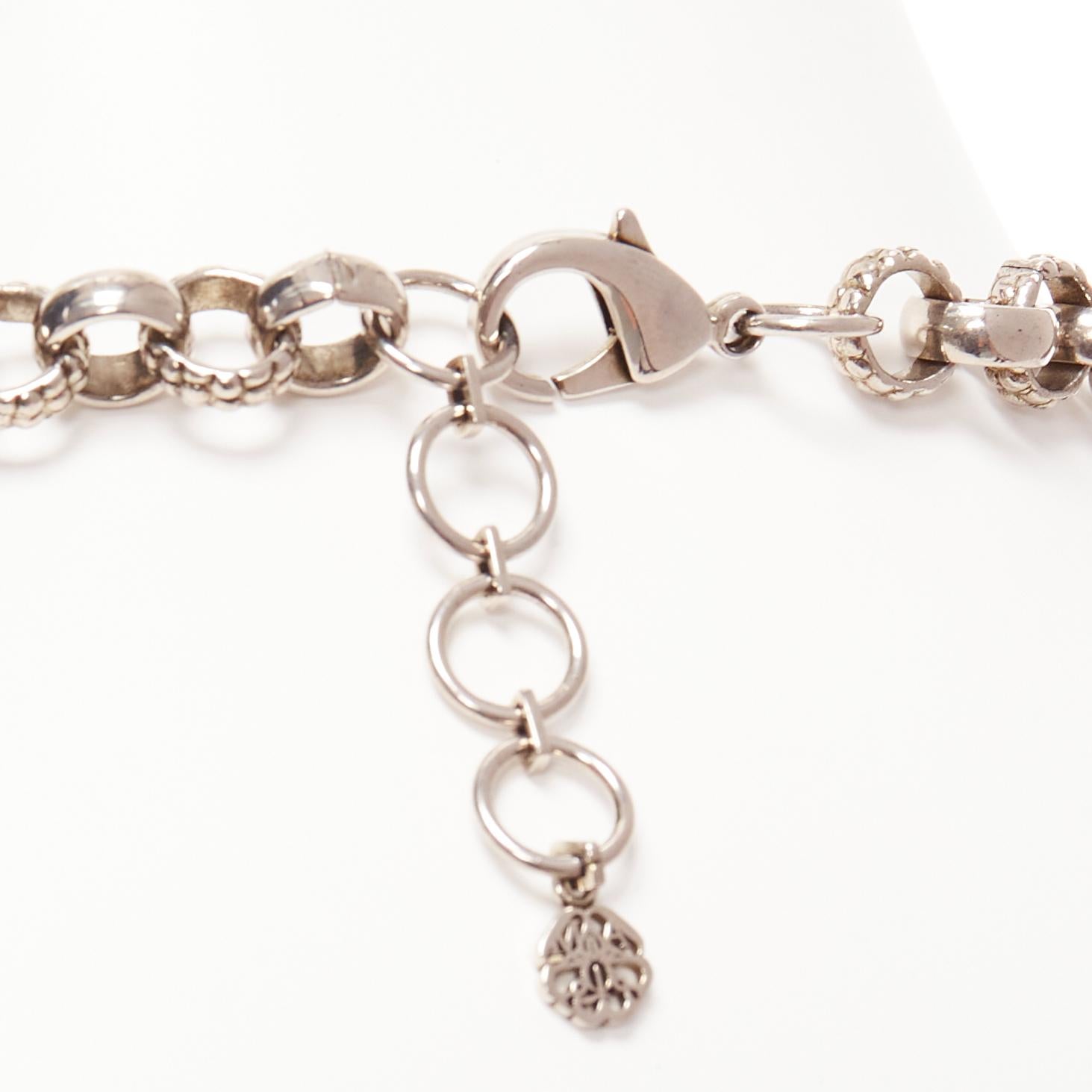 ALEXANDER MCQUEEN silver gold birds heart locket textured chain necklace 1