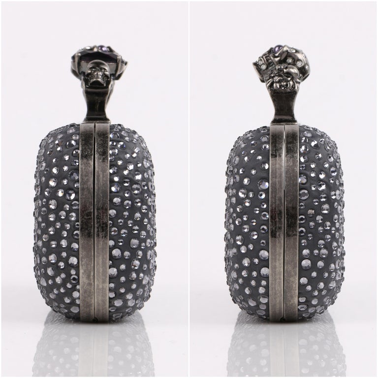 ALEXANDER McQUEEN Silver Grey Crystal Embellished KnuckleDuster Box