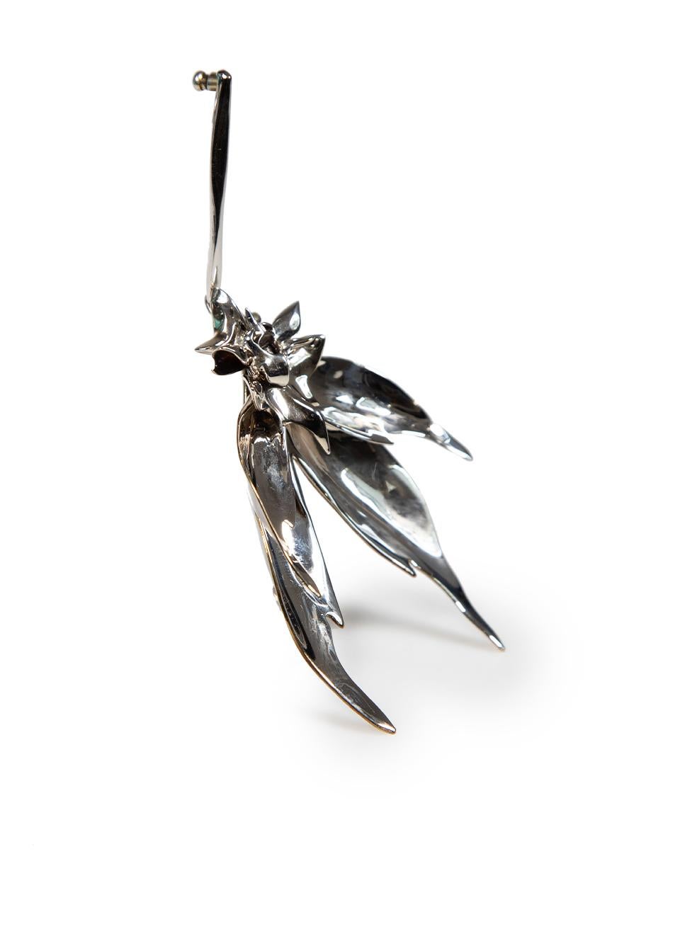 Alexander McQueen Silver Orchid Oversized Earring In Excellent Condition In London, GB