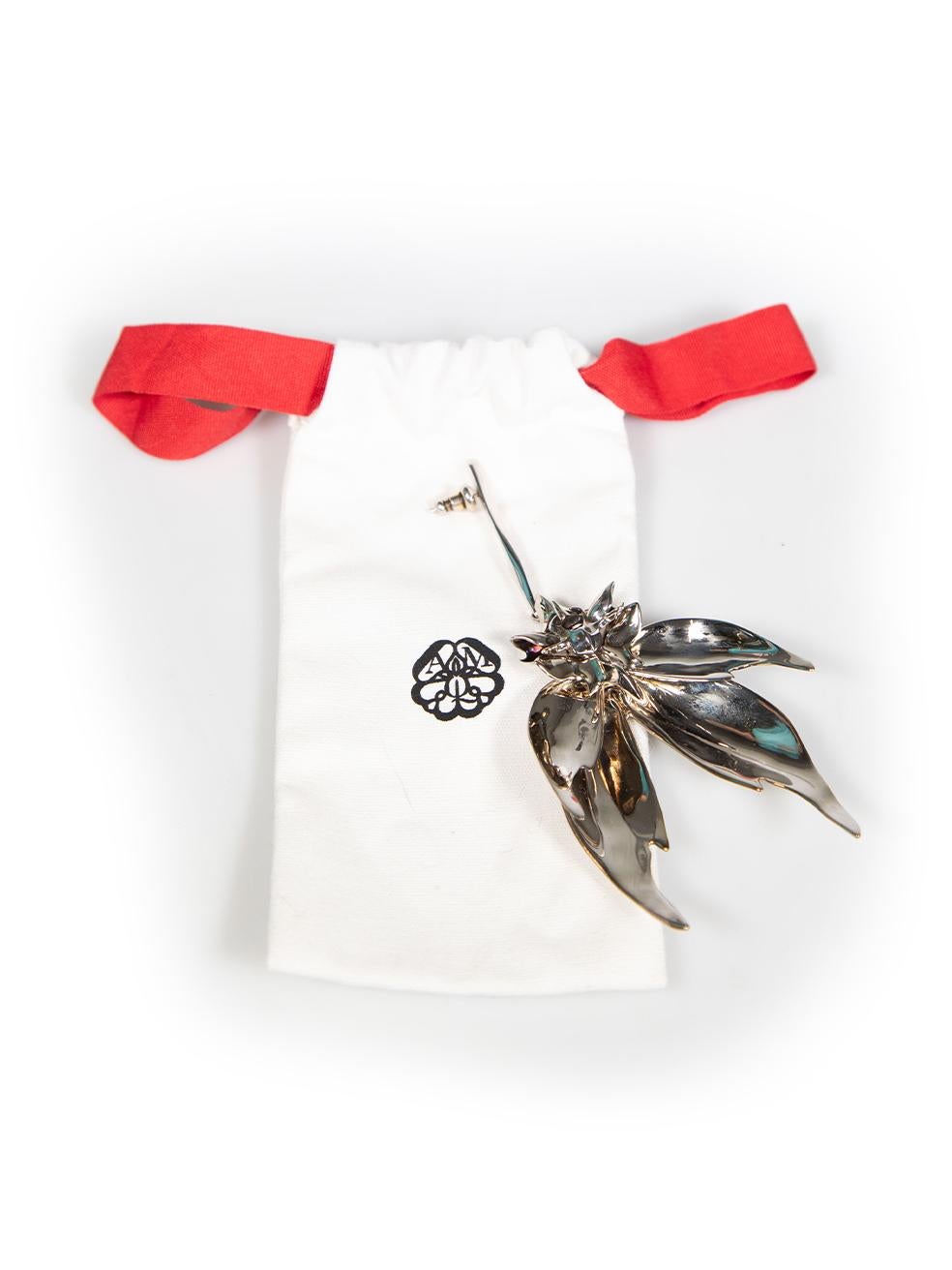 Alexander McQueen Silver Orchid Oversized Earring 2