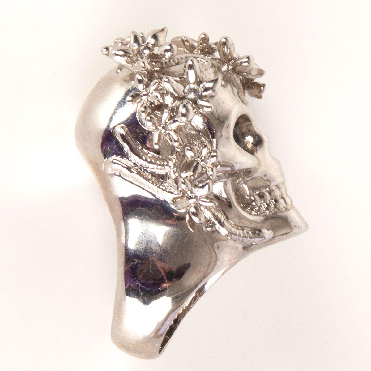 ALEXANDER MCQUEEN silver tone brass BUTTERFLY SKULL Ring 6
