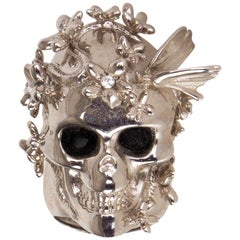 ALEXANDER MCQUEEN silver-tone brass BUTTERFLY SKULL Ring 6