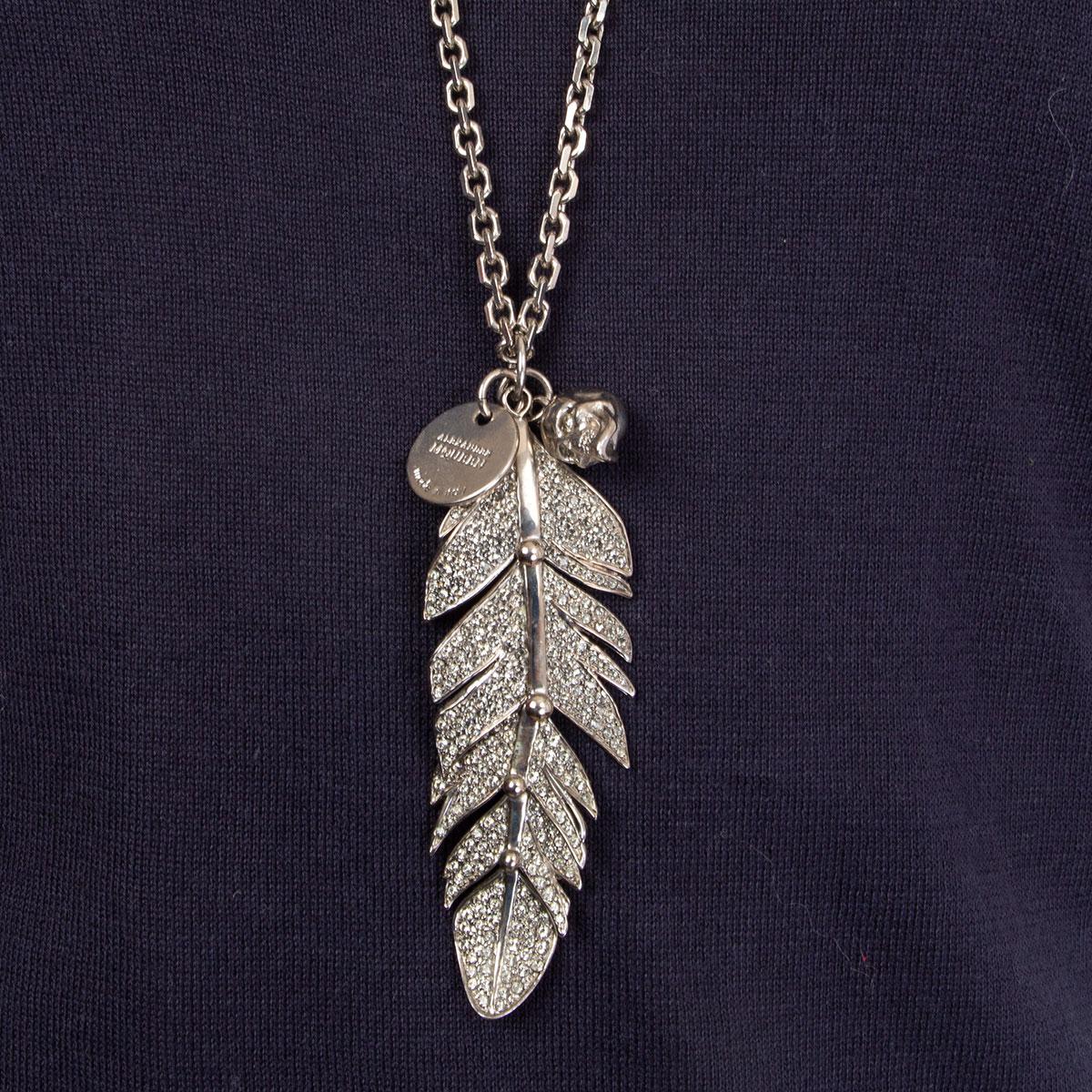 Women's or Men's ALEXANDER MCQUEEN silver-tone brass PAVE FEATHER Chain Necklace