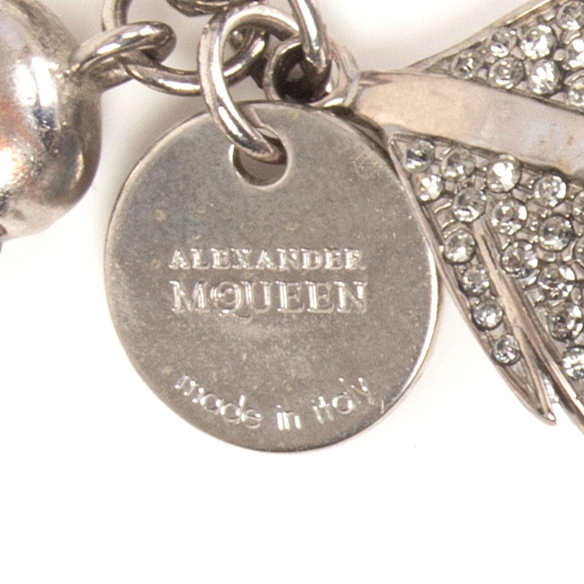 ALEXANDER MCQUEEN silver-tone brass PAVE FEATHER Chain Necklace 1