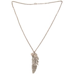 ALEXANDER MCQUEEN silver-tone brass PAVE FEATHER Chain Necklace
