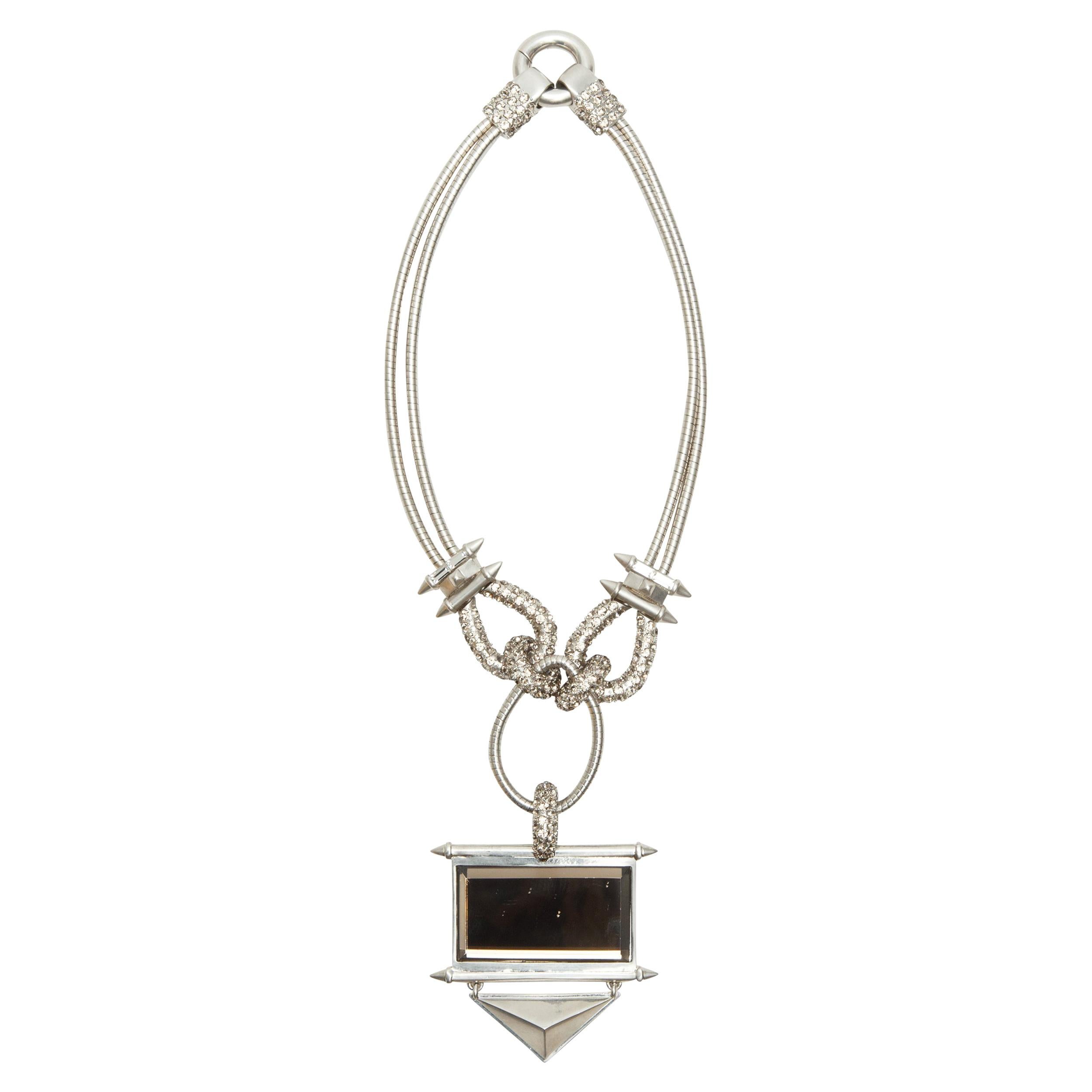 Alexander McQueen Silver-Tone Mirror Pendant Necklace
