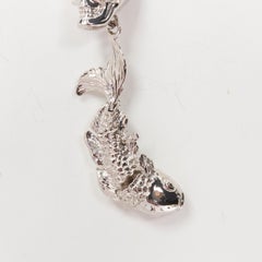 ALEXANDER MCQUEEN silver tone skull Koi fish pendant long Lavalier necklace