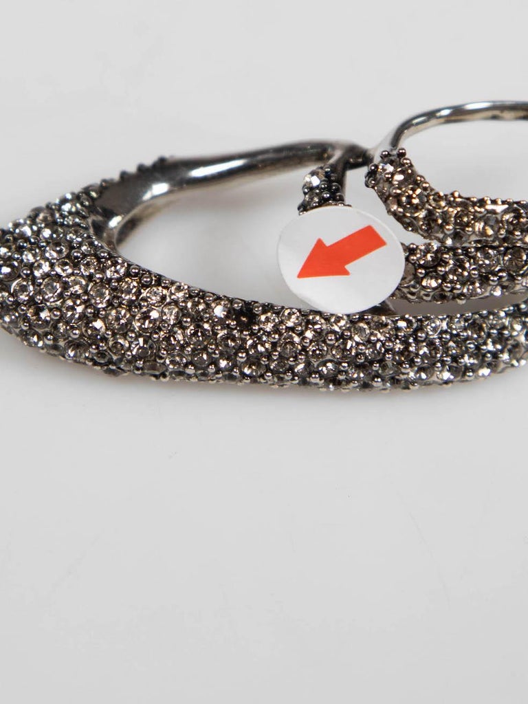 Alexander McQueen Silver Triple Crystal Earrings at 1stDibs