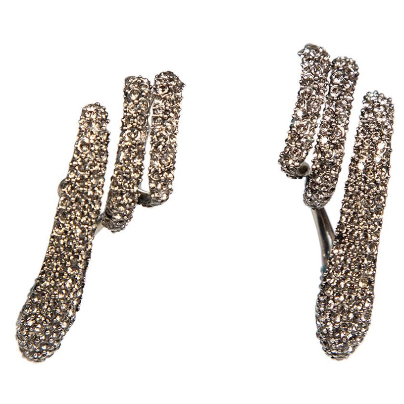 Alexander McQueen Silver Triple Crystal Earrings