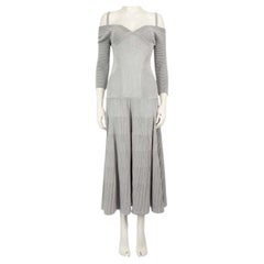 Alexander McQueen Silver Wool Ribbed Maxi Dress Size M